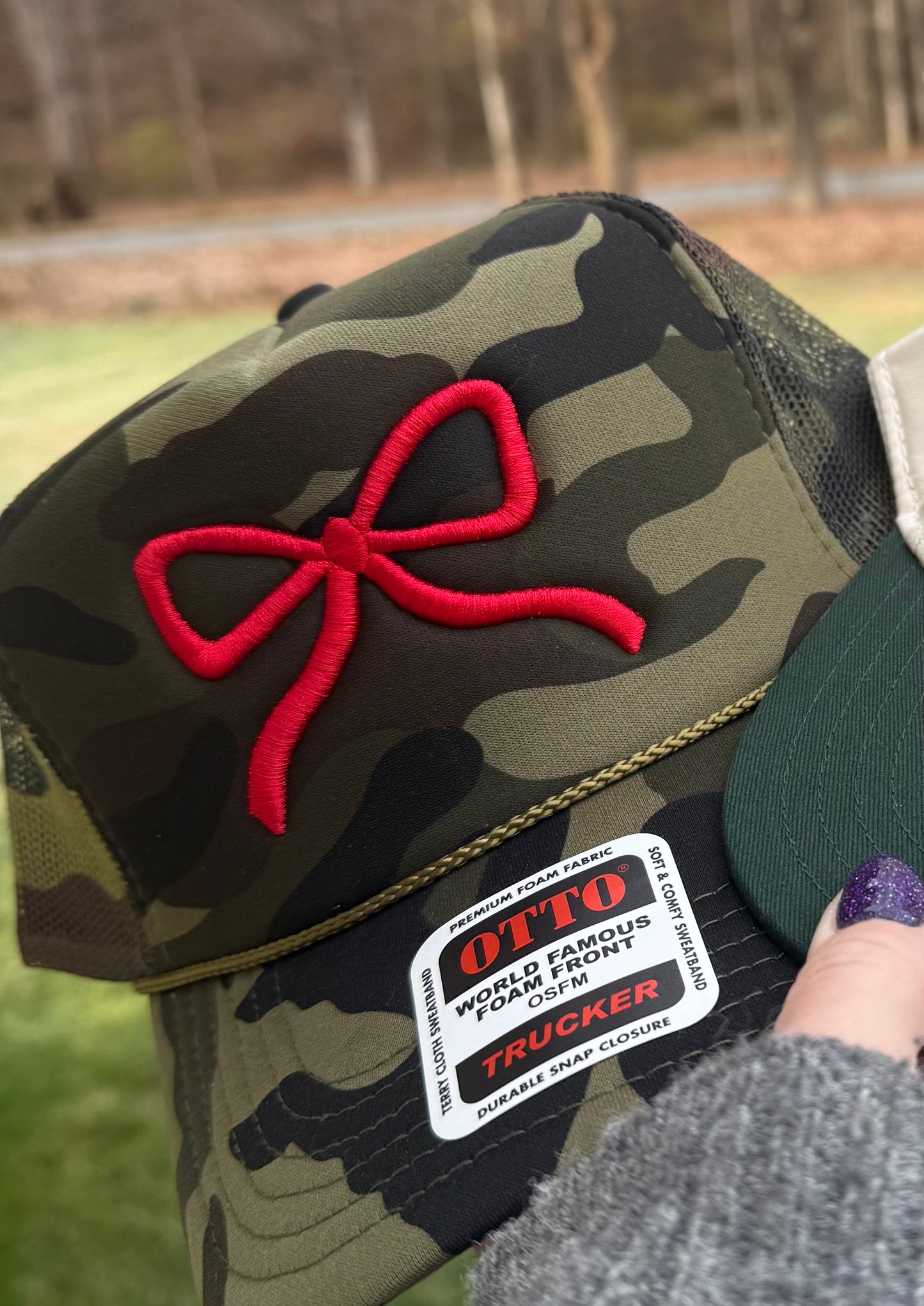 Camo Puff Bow Hat