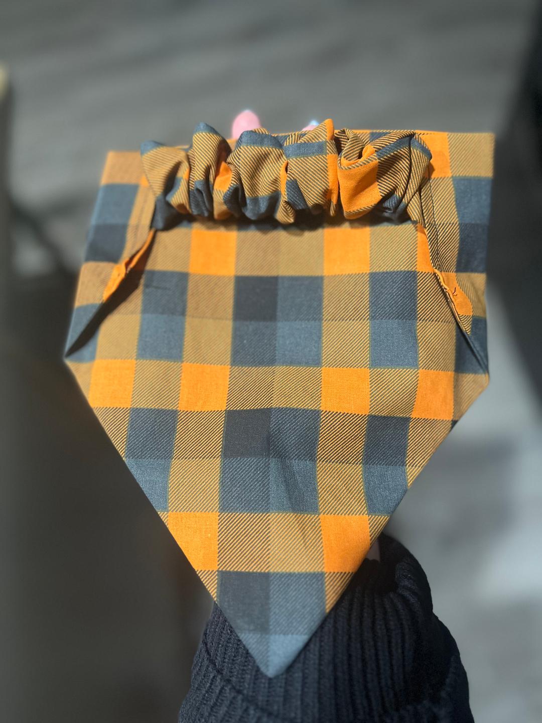 Orange Plaid Bandana